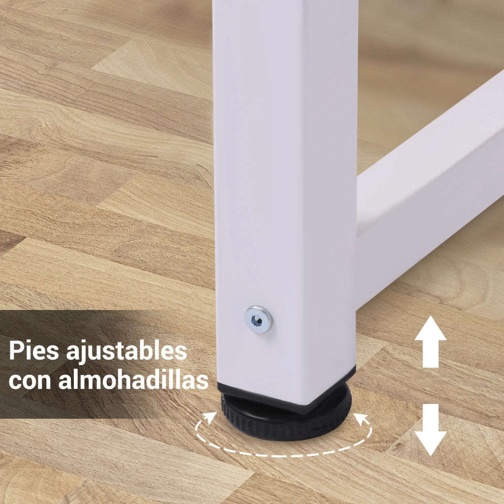 Scrivania Regolabile con Cassetti ¨C Zephmum ¨C Bianco e Legno 120x60x76 cm