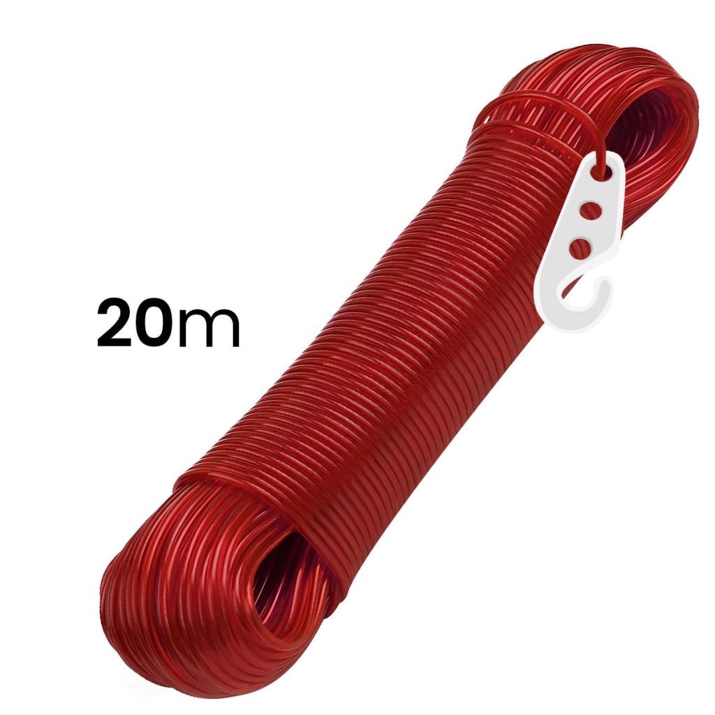 Stendibiancheria resistente da 20 m con ganci per asciugatura all'aperto Rosso Lifetime