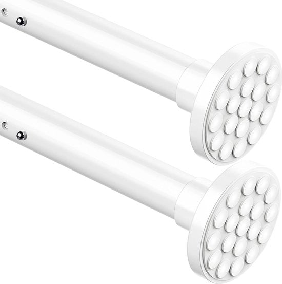 Stang per tenda da bagno, estensione, senza fori, lunghezza extra, maniglia per tenda, stanghetta per tenda da bagno, tenda per camera da letto e bagno, bianca, 300-355 cm, diametro 32 mm, 2 pezzi