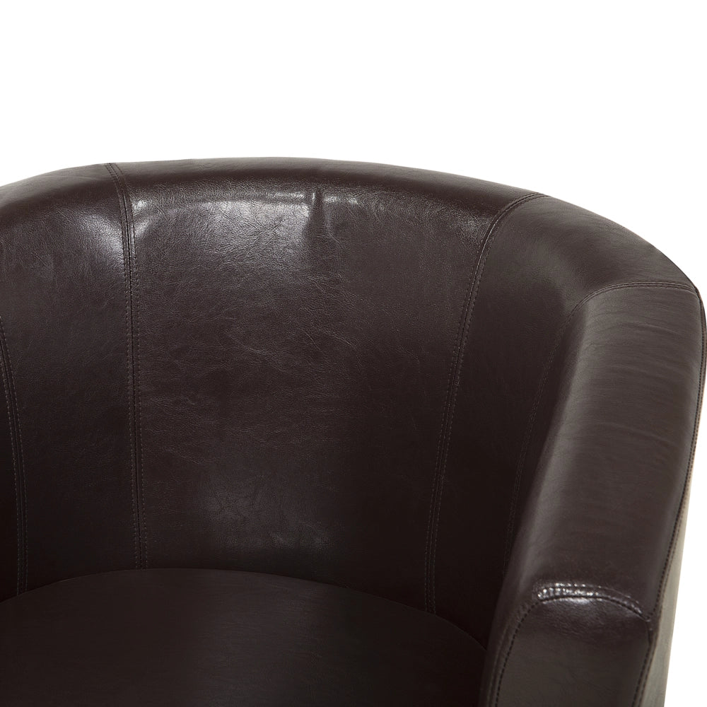 Poltrona Sedia Club Marrone Ecopelle Imbottita Con Schienale Basso Vasca Design Retrò