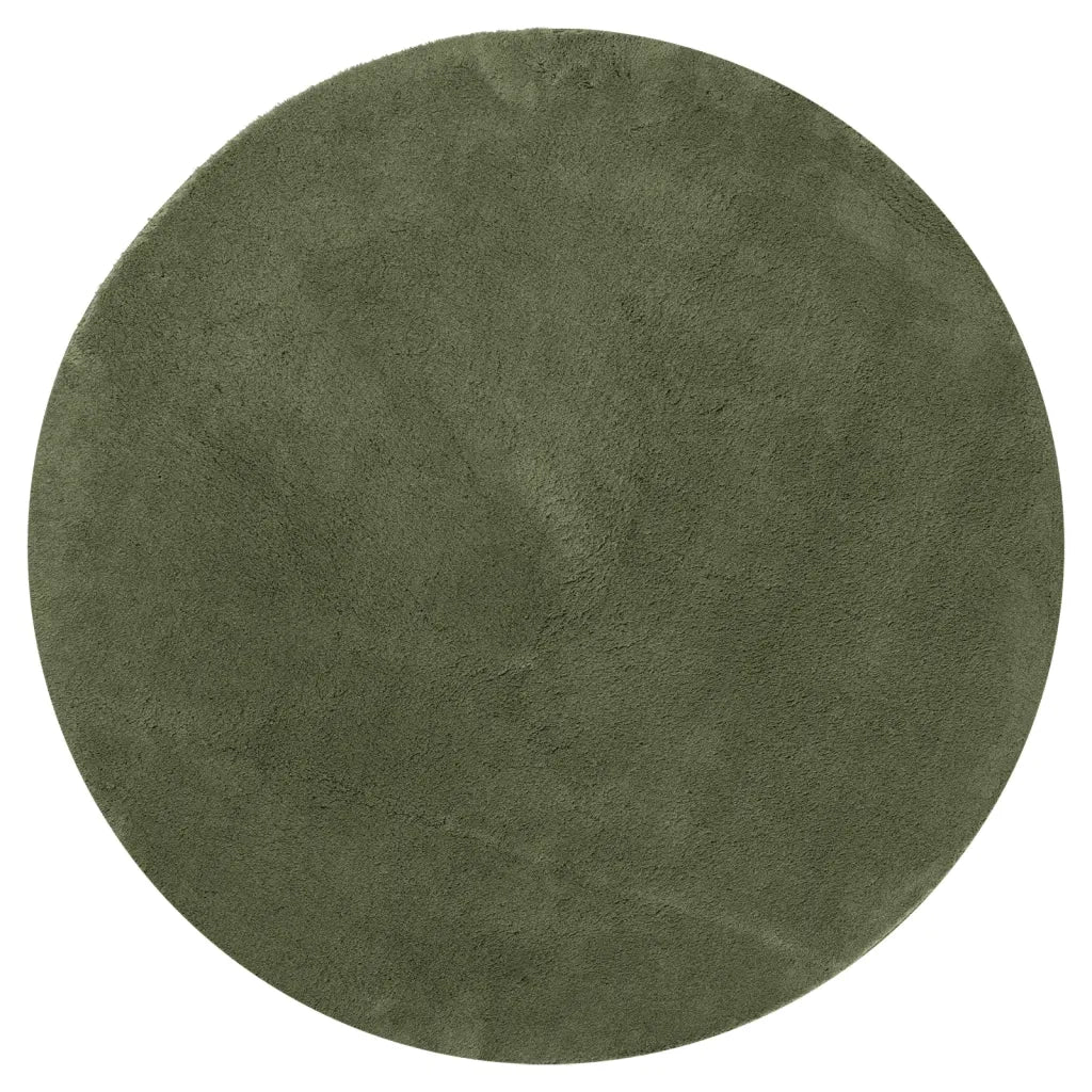 Tappeto Pelo Corto HUARTE Morbido Lavabile Verde Bosco Ø 100 cm 375104