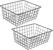 Opbergmand in metallo con design a rete in acciaio - 2 pezzi - Nero - 36 x 29 x 15,5 cm