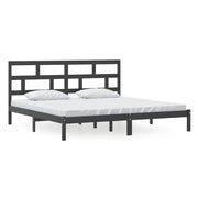Letto matrimoniale | Letto per adulti | Giroletto Nero in Legno Massello di Pino 200x200 cm
