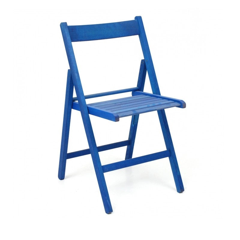 4X Sedia pieghevole in faggio di alta qualita colore blu 43x48xh.79 cm EFFEZ