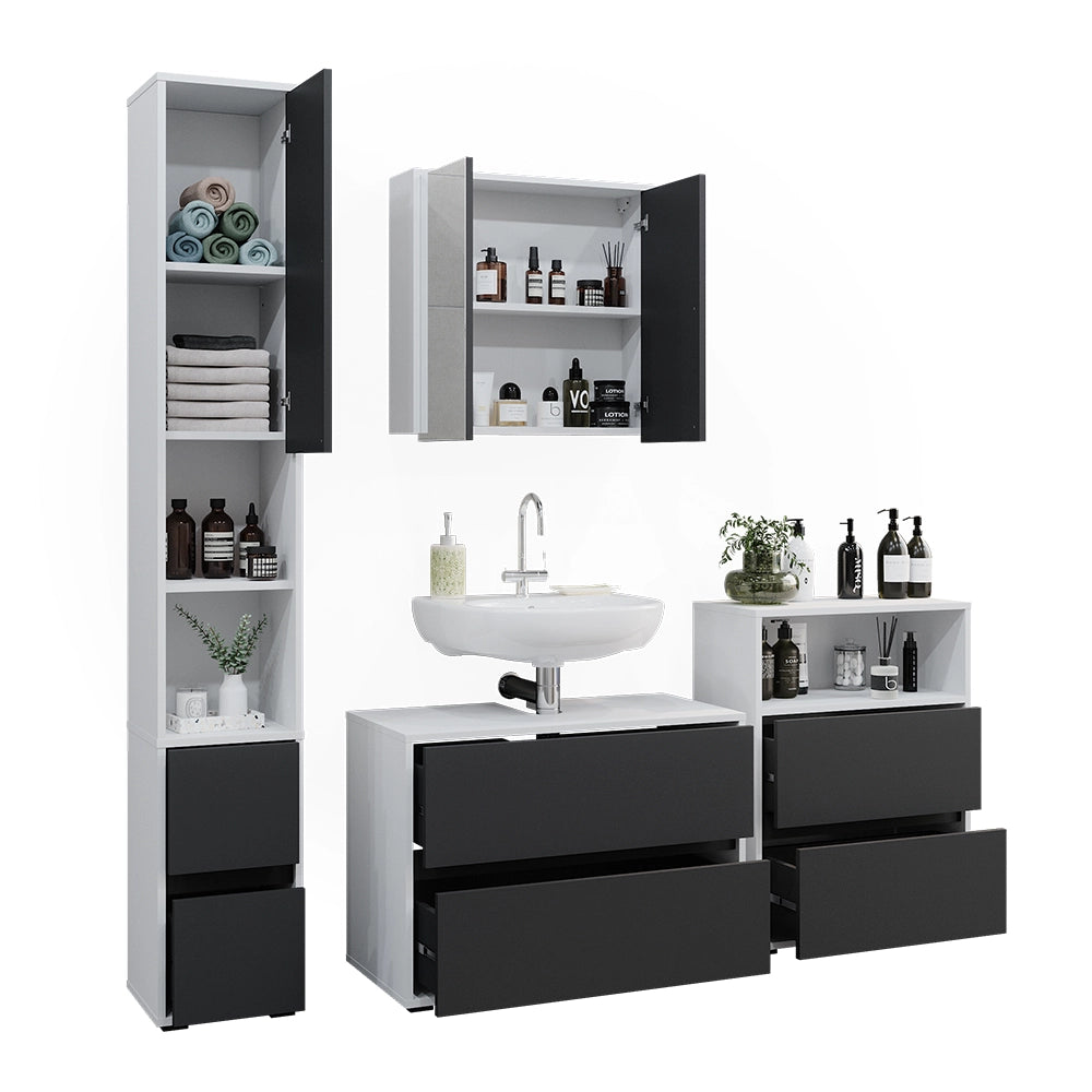 Vicco Set di mobili da bagno Bianco/antracite 4 parti