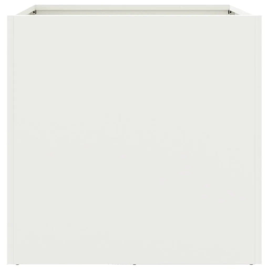 2 pz Fioriere | Cassetta per fiori | Vaso Bianche 42x40x39 cm in Acciaio