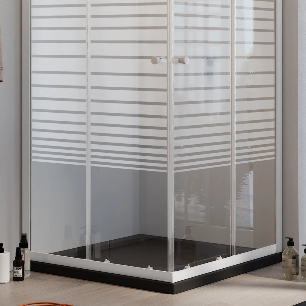 Box Doccia Bianco Rettangolare 80x120 CM H185 Vetro Serigrafato mod. Blanc