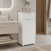 Mobile Base con Anta e Cassetto Bianco Già Montato | Armadietto Multiuso Salvaspazio 45x103x38 cm | Mobile Bagno o Lavanderia con Ripiani Regolabili
