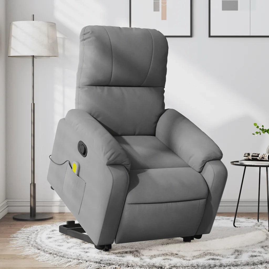 Poltrona a Rialzo Massaggi Reclinante Grigio Scuro Microfibracod mxl 109542