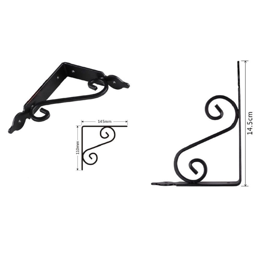 Trade Shop - Set 2 Pz Reggimensola Supporto Staffa Angoliere Fantasia 145x110mm Nera 91276 -