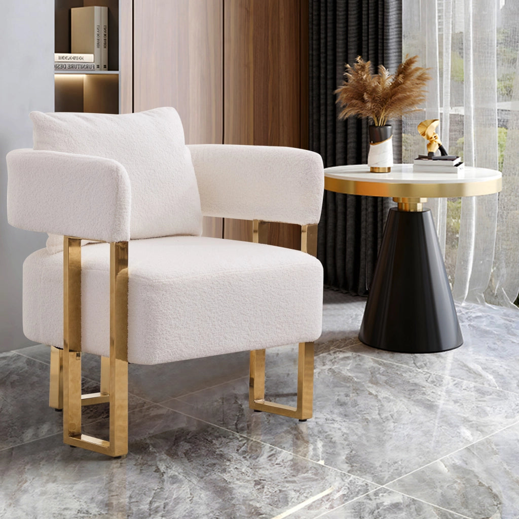 POLTRONA Relax Monoposto in Velluto Bianco per Salotto, Balcone, Ufficio