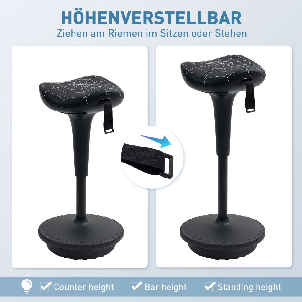 Sgabello da ufficio ergonomico girevole e regolabile in altezza ¨C zephmum ¨C nero 65.5-83.5 cm