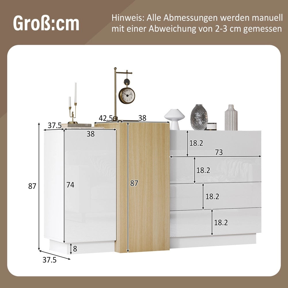 Credenza Moderna Lucida ¨C MINIMAL ¨C Bianco, Legno