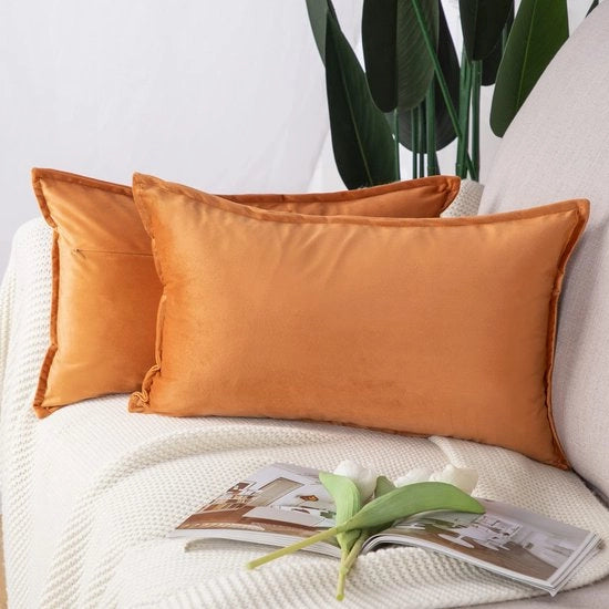 Set di 2 copricuscini decorativi in flanella di lusso per divano per camera da letto Stile elegante Orizzontale 30x50 cm Forma rettangolare