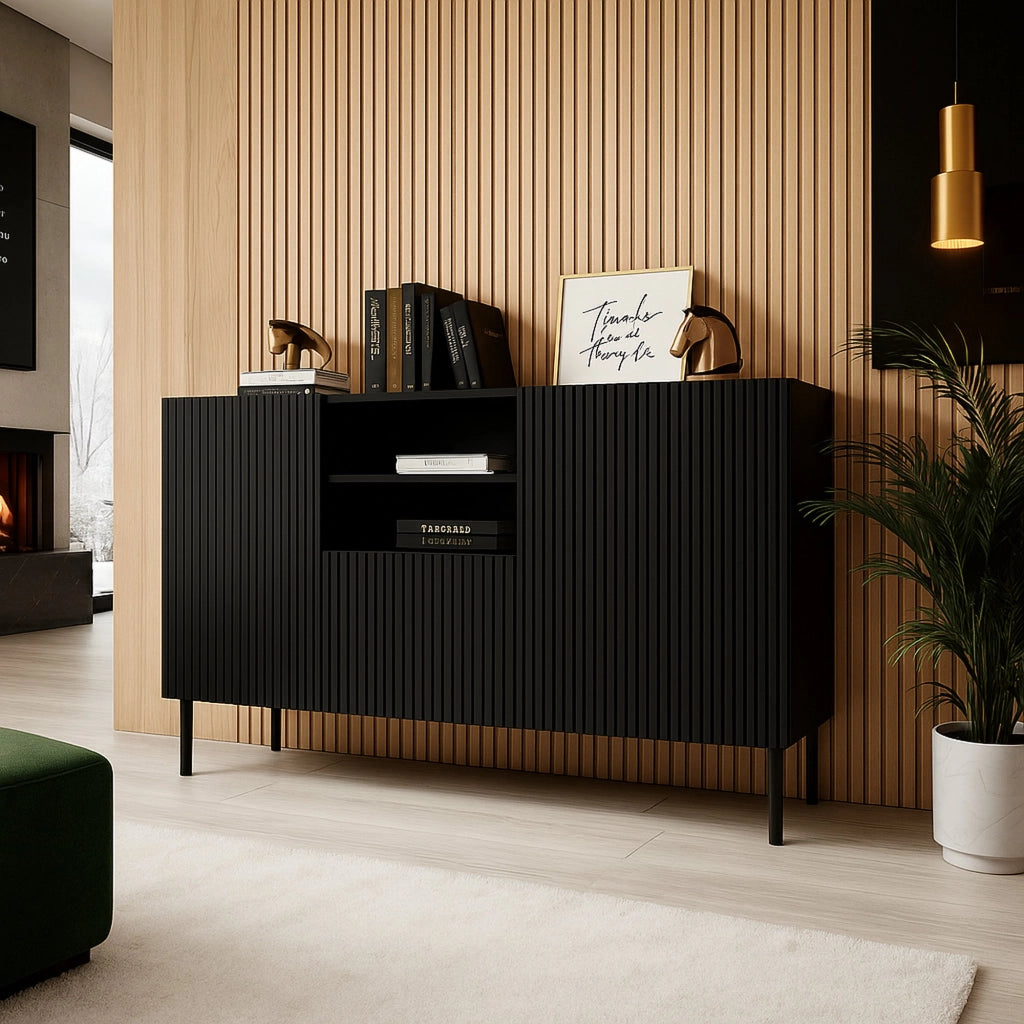 Madia Malo, Credenza 4 Ripiani, 150x42x82h cm Nero
