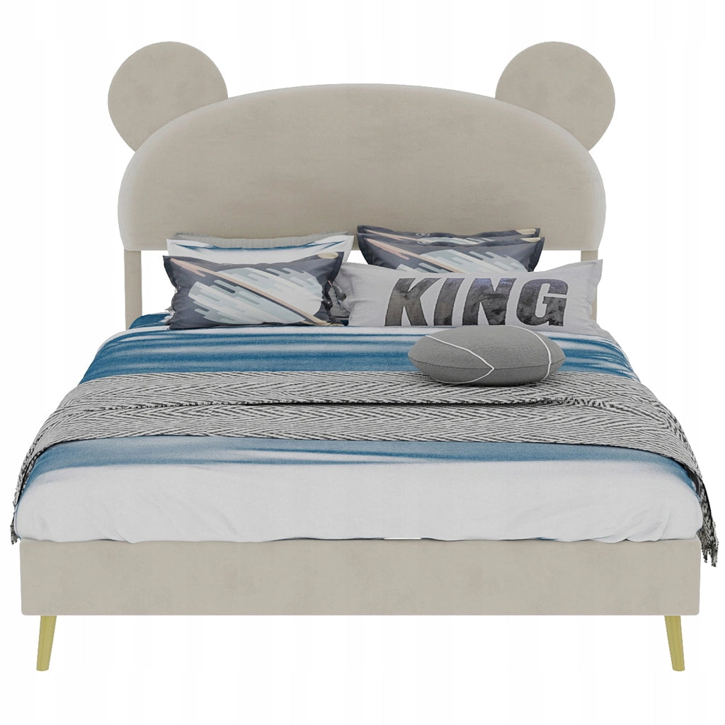 Letto imbottito 140x200 beige minimalista - Xylo