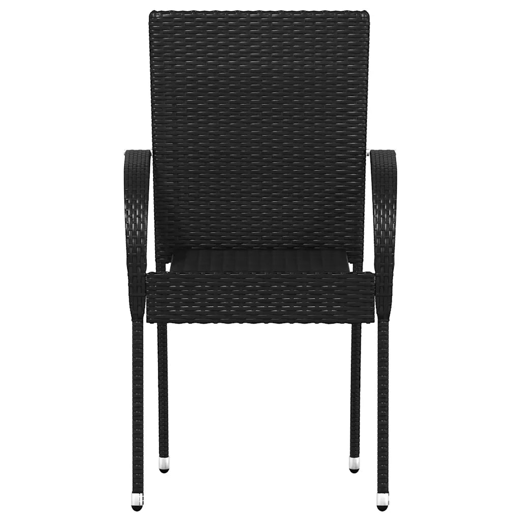 Sedie da Esterno Impilabili 2 pz in Polyrattan Nere 44238