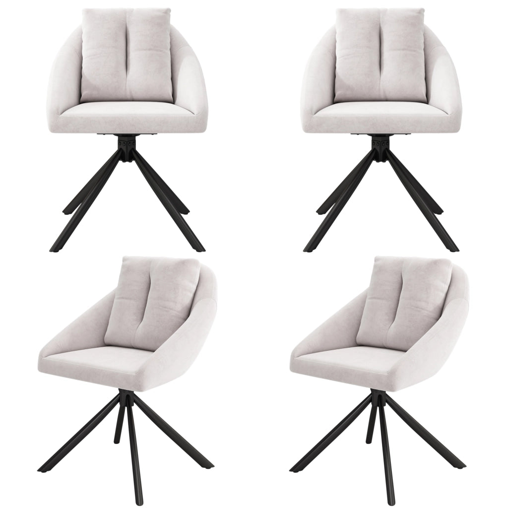 Sedia da pranzo girevole in velluto con supporto ergonomico e base in metallo per casa e ufficio beige 4 pezzi