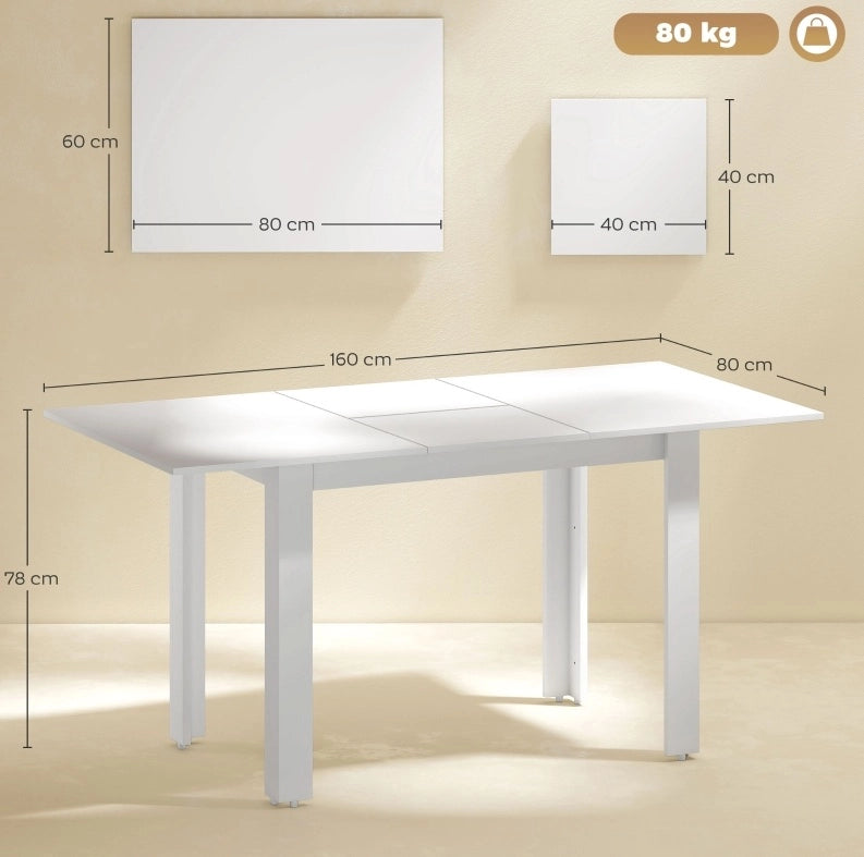 Tavolo da pranzo allungabile in MDF bianco lucido 120-160 cm