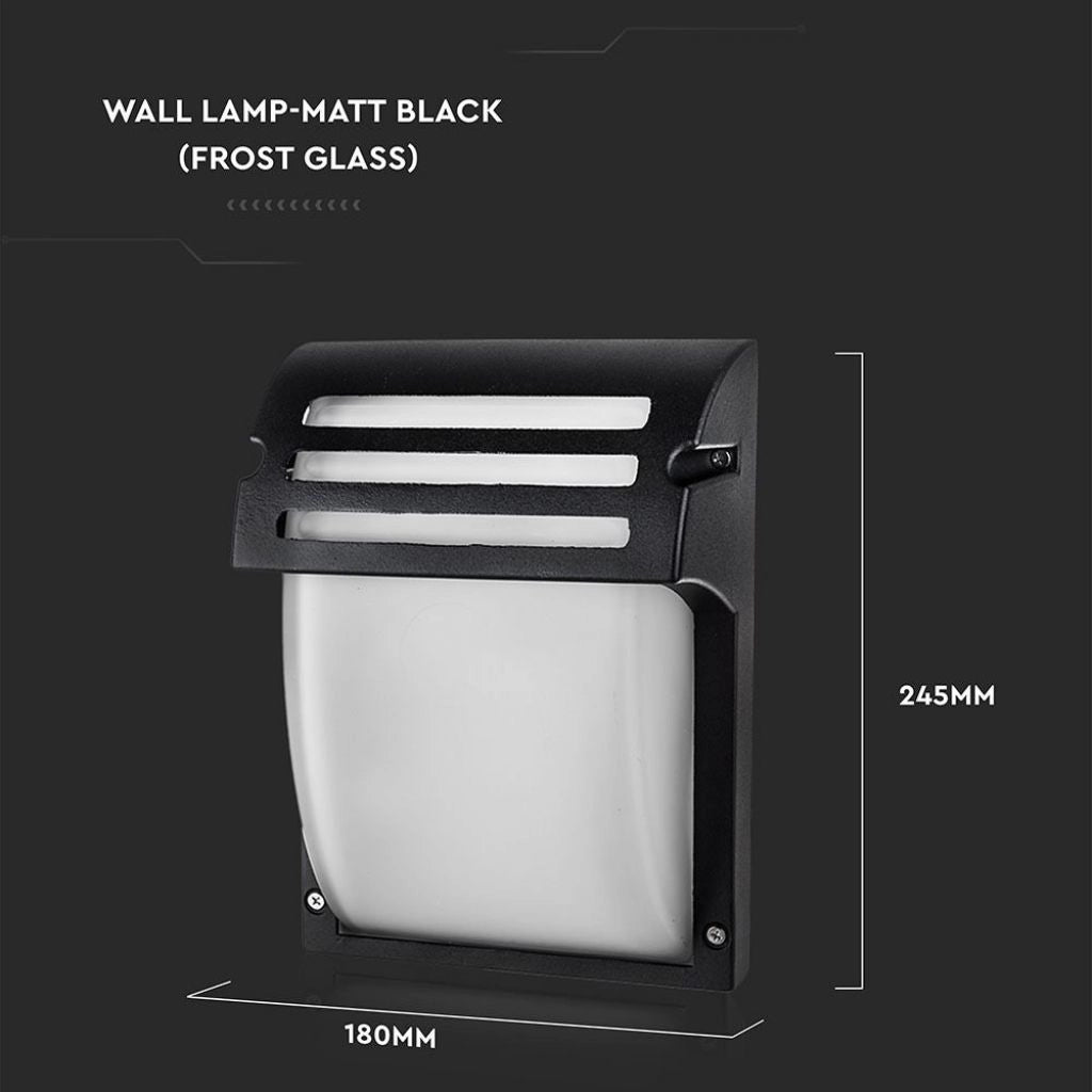 V-TAC VT-754 Lampada LED da Muro con Portalampada E27 (Max 60W) Colore Nero Vetro Satinato IP44 - SKU 7076