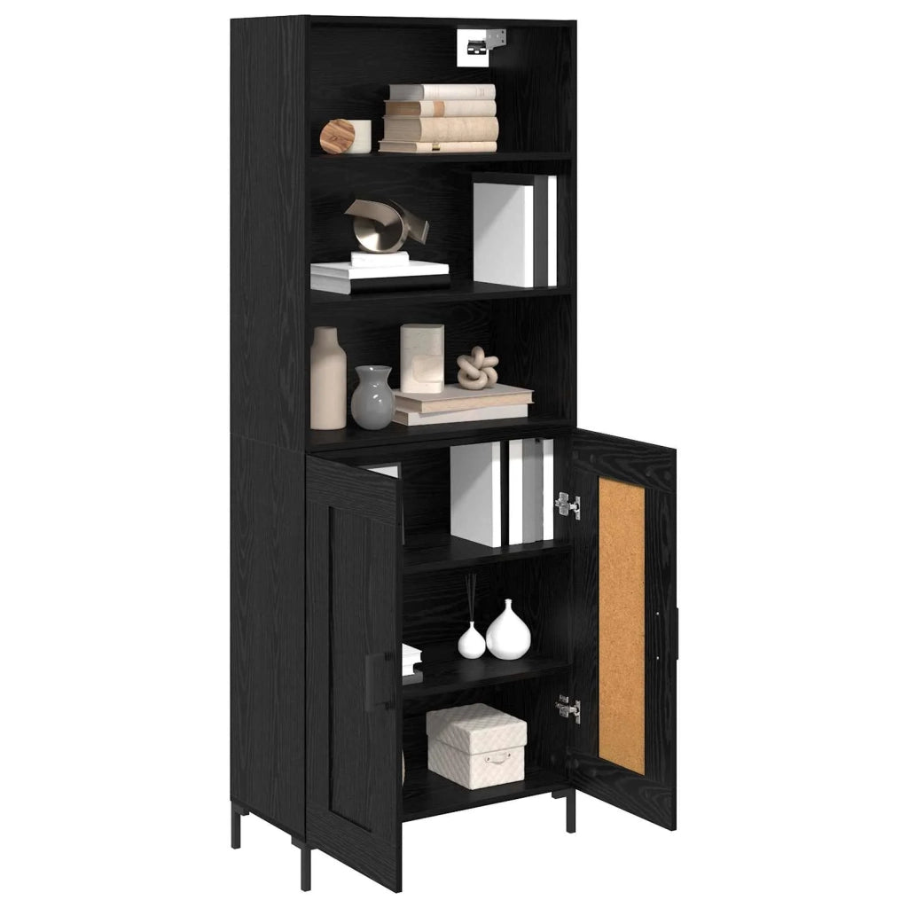 Credenza | Madia | Buffet da pranzo | Armadio da pranzo Rovere Nero 69,5 x 34 x 180 cm Legno multistrato