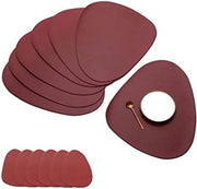 Set di Targhe di Cucina e Piattini di 6 Targhe di Cucina Isolanti dal Calore Impermeabili Lavabili Antiscivolo Targhe di Cucina Stilizzate per Cucina Hotel Festa Pranzo Tavola Forme di Lacrima Rosso Vino