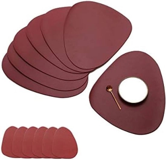 Set di Targhe di Cucina e Piattini di 6 Targhe di Cucina Isolanti dal Calore Impermeabili Lavabili Antiscivolo Targhe di Cucina Stilizzate per Cucina Hotel Festa Pranzo Tavola Forme di Lacrima Rosso Vino