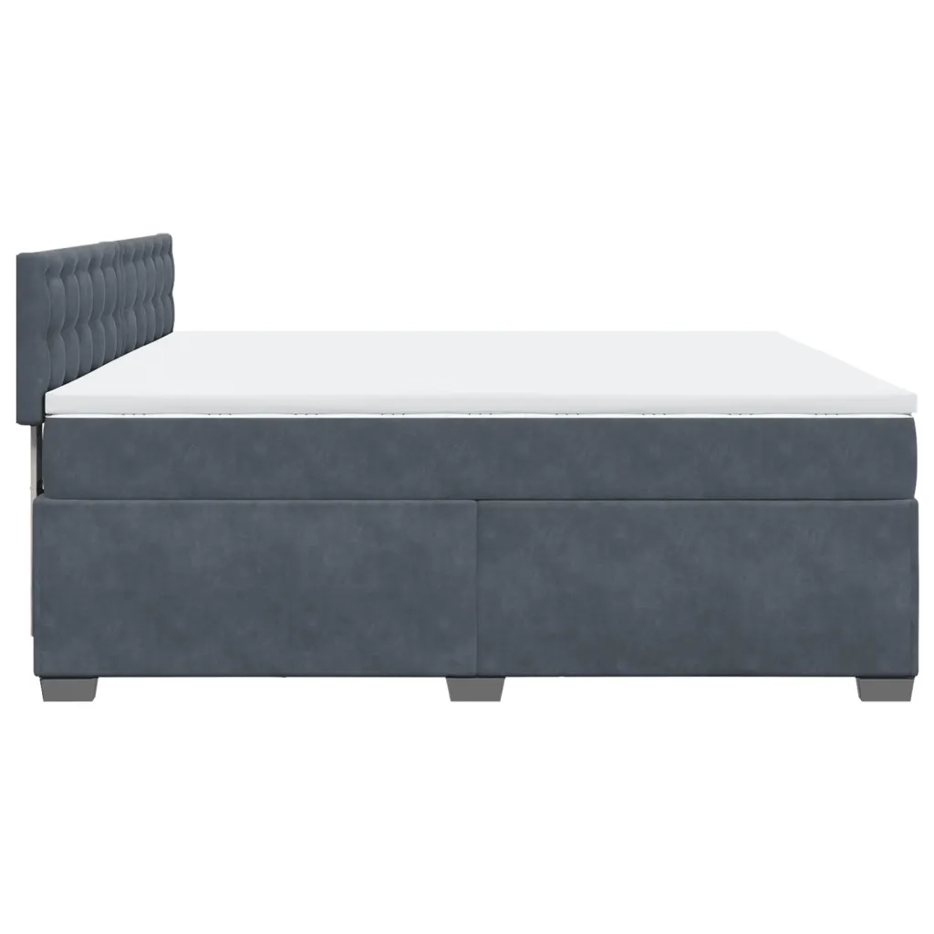 Giroletto a Molle con Materasso Grigio Scuro 200x200 cm Velluto 3286415