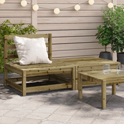 Divano Giardino Senza Braccioli con Poggiapiedi-Sofa da Giardino-Divanetto da esterno Pino Impregnato 217061