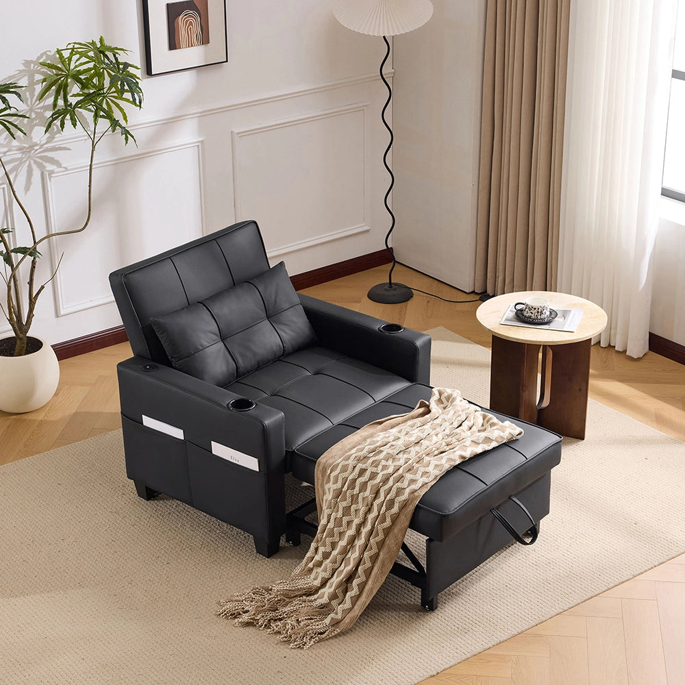 Divano letto 3 in 1 - Xylo - con porta-bicchieri e USB compatto