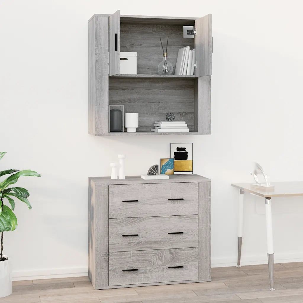 Armadietto a Muro | Mobile Pensile Grigio Sonoma 80x33x80 cm in Legno Multistrato