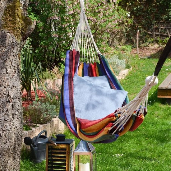 Hangmat per due persone - 400 x 160 cm - sostenibile fino a 150 kg - 100% cotone - multicolore - grande extra - uso all'aperto