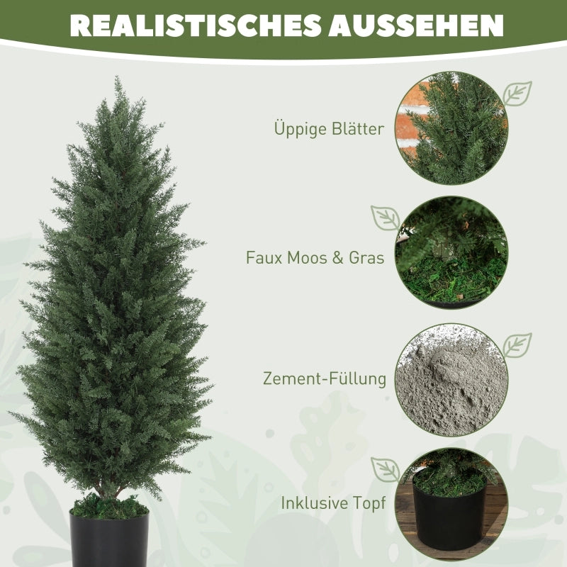 Set di 2 cipressi artificiali, grandi 90 cm, pianta artificiale, piante artificiali in vaso, albero artificiale resistente ai raggi UV, decorazione