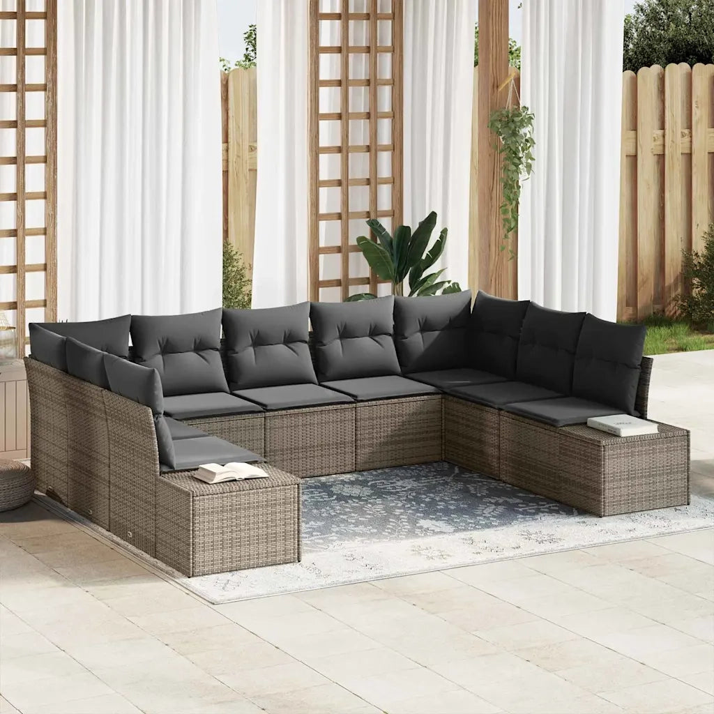 Set Divano da Giardino con cuscino 9 pcs Grigio polyrattan 3347219