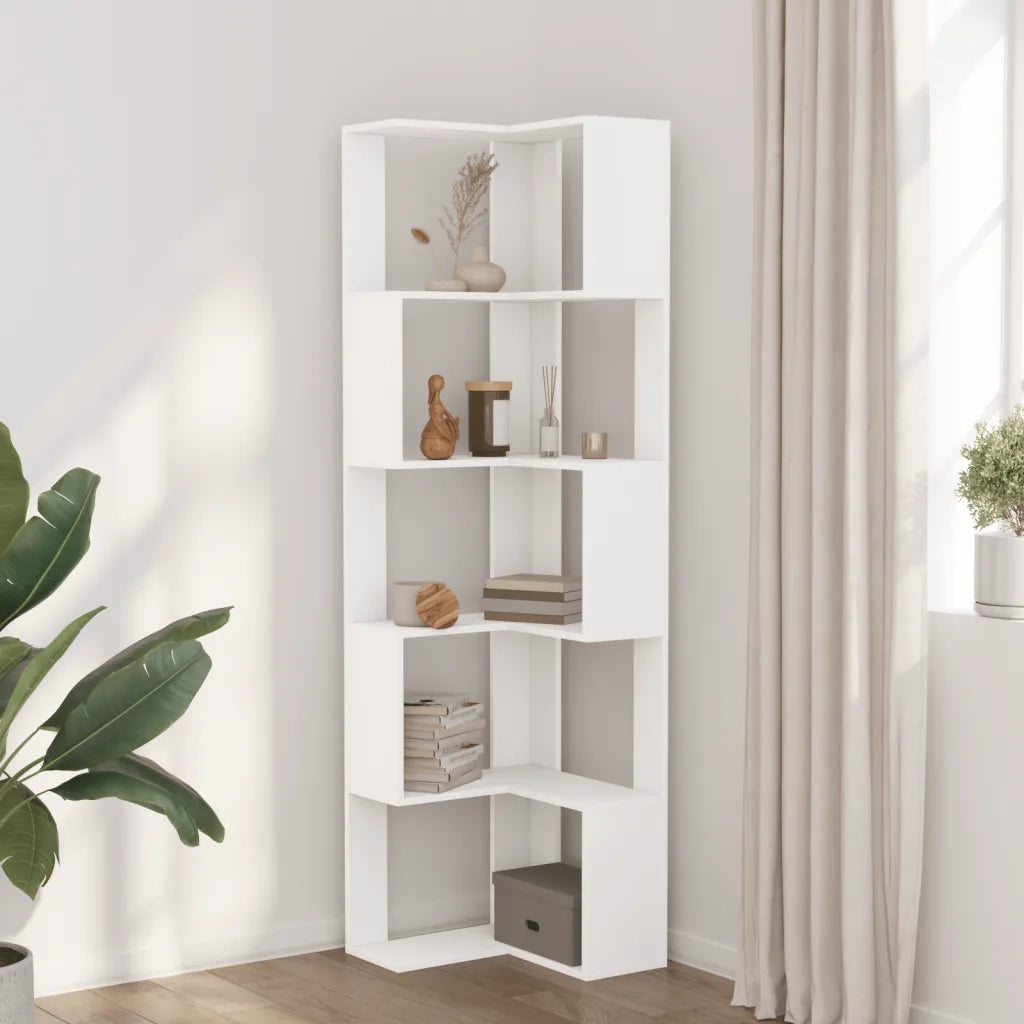 vidaXL Libreria Angolare 5Ripiani Bianca 50x50x179cm Legno Multistrato