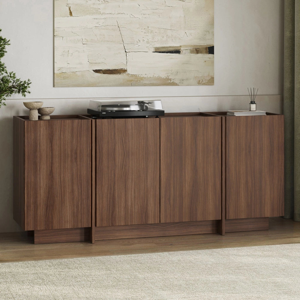Madia Nolova, Credenza 4 Ripiani, 180x45x80h cm Marrone Noce