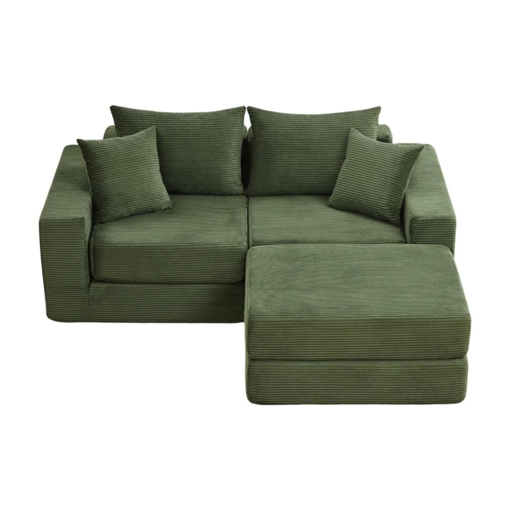 DIVANO Modulare 259,5x96x80 cm Verde in schiuma e molle