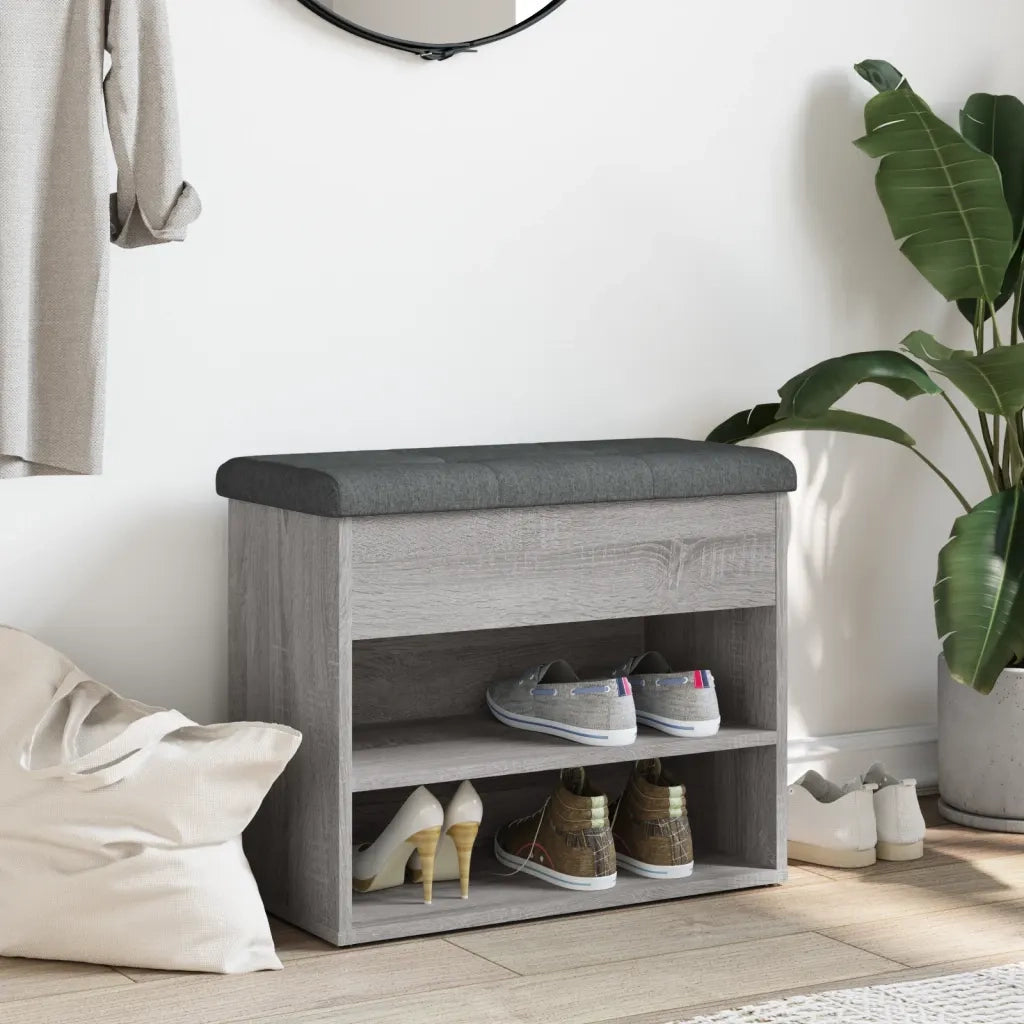 Panca Porta Scarpe-Sgabello-Panca Scarpiera Grigio Sonoma 62x32x50 cm Legno Multistrato