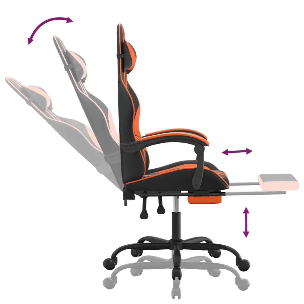 Sedia da Gaming con Poggiapiedi Nero e Arancione in Similpelle 3143836