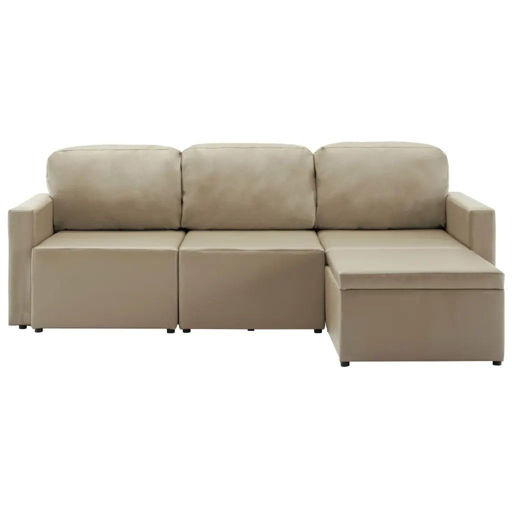 Divano Letto Modulare a 3 Posti Cappuccino in Similpelle 288800