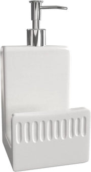 Dispensatore di sapone ceramico opaco - Supporto di spugna elegante - 1 pezzo - Bianco - Ceramica - 4 x 7,8 pollici