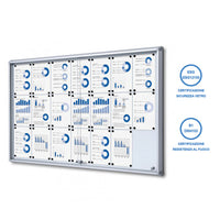 Bacheca con Ante Scorrevoli 160x98,2x5,9 cm in Alluminio Fondo Magnetico Silver