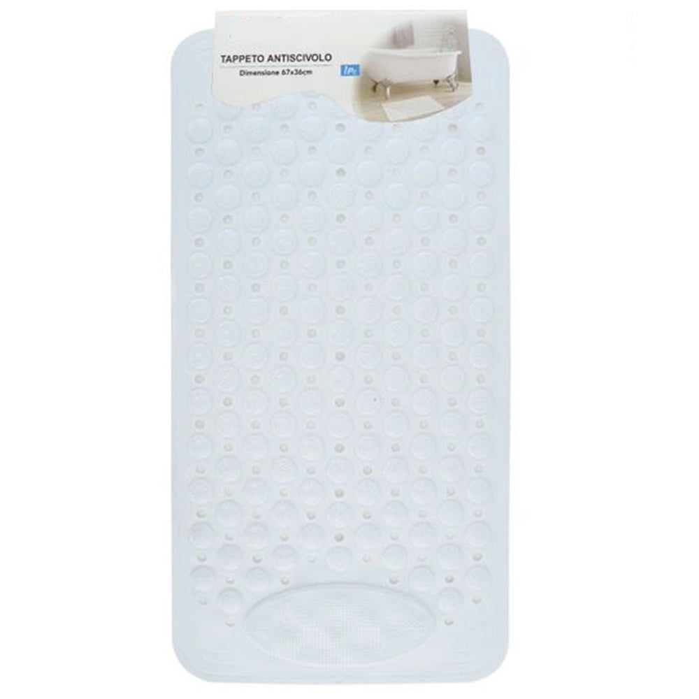 Trade Shop - Tappeto Tappetino Antiscivolo Bianco Per Vasca Da Bagno Doccia 67 X 36 Cm 87556 -
