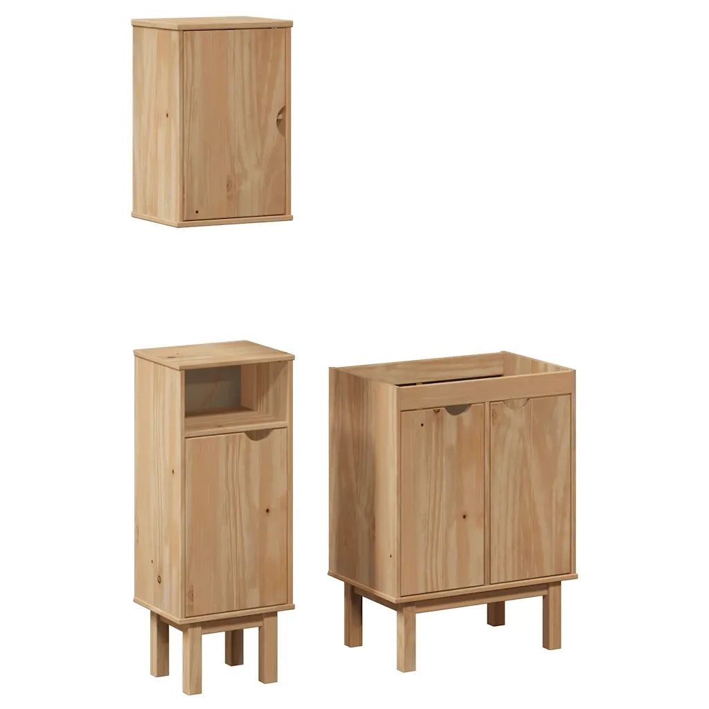 Set Mobili da Bagno 3 pz OTTA in Legno Massello di Pino 3307682