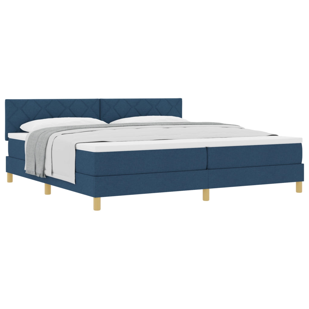 Letto Box Spring con Materasso Blu 200x200 cm Tessuto