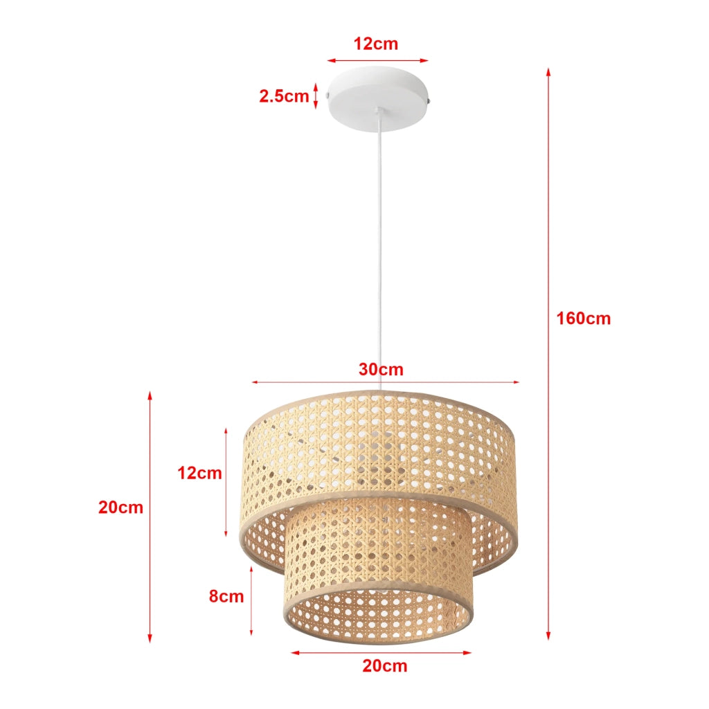 Lampada da terra a sospensione E27 diametro 30 cm effetto rattan bianco 03_0010728