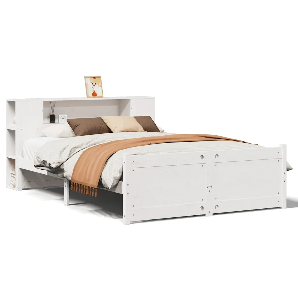 Letto Libreria senza Materasso Bianco 150x200 cm Legno di Pino 3322440