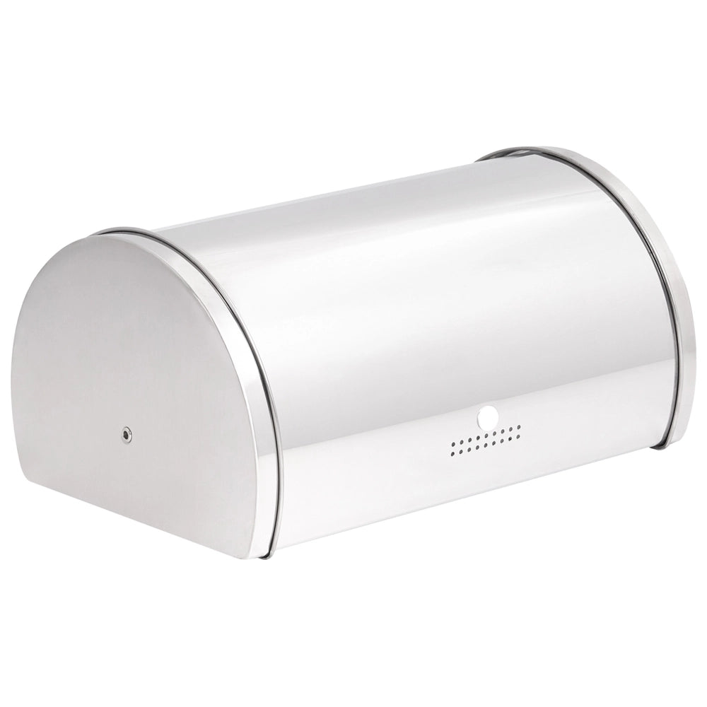 Contenitore per il pane in acciaio inossidabile argento 38 x 26 x 19 cm decorativo con coperchio avvolgibile Cucina moderna