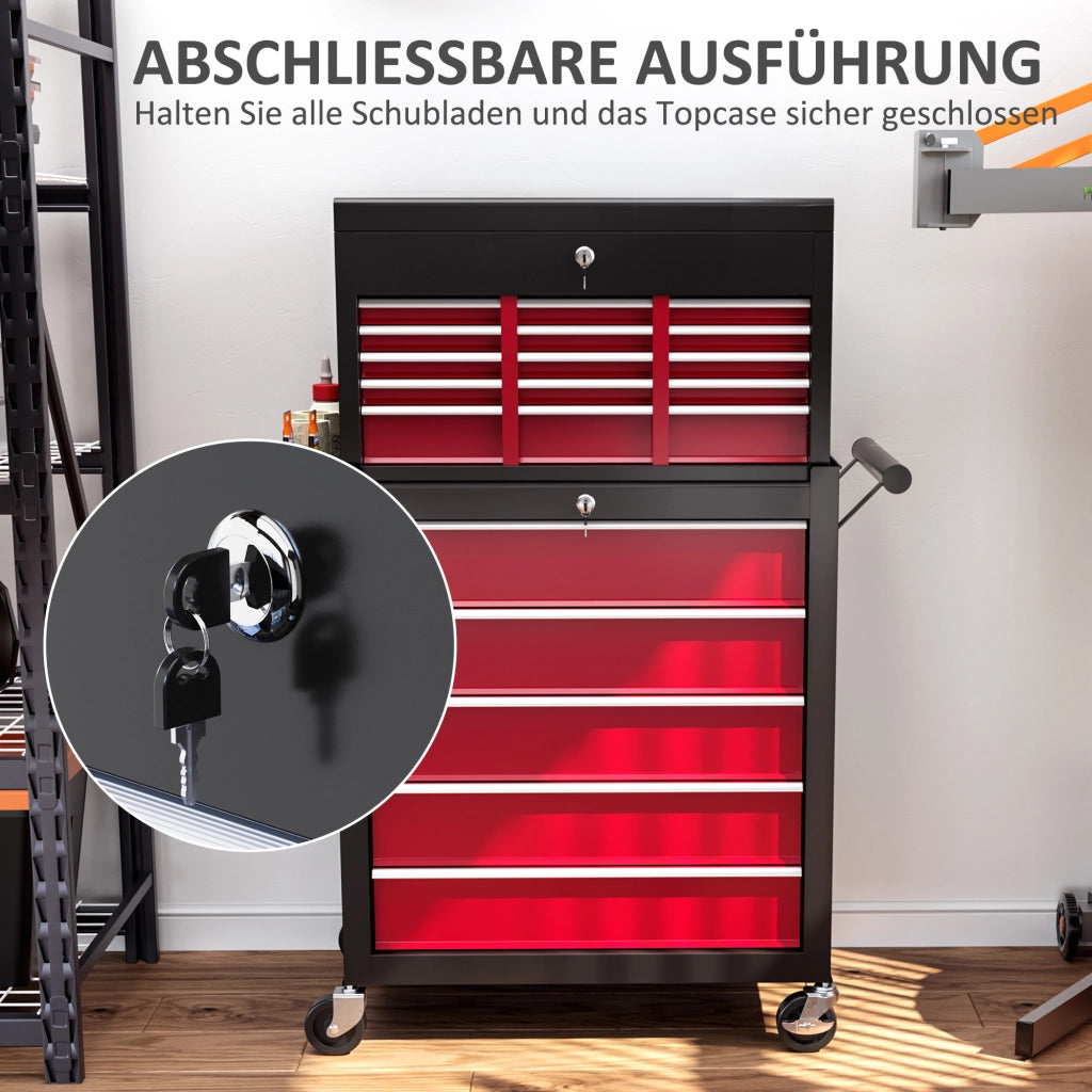 CARRELLO PORTAUTENSILI 71,5x40x84 cm Rosso in acciaio