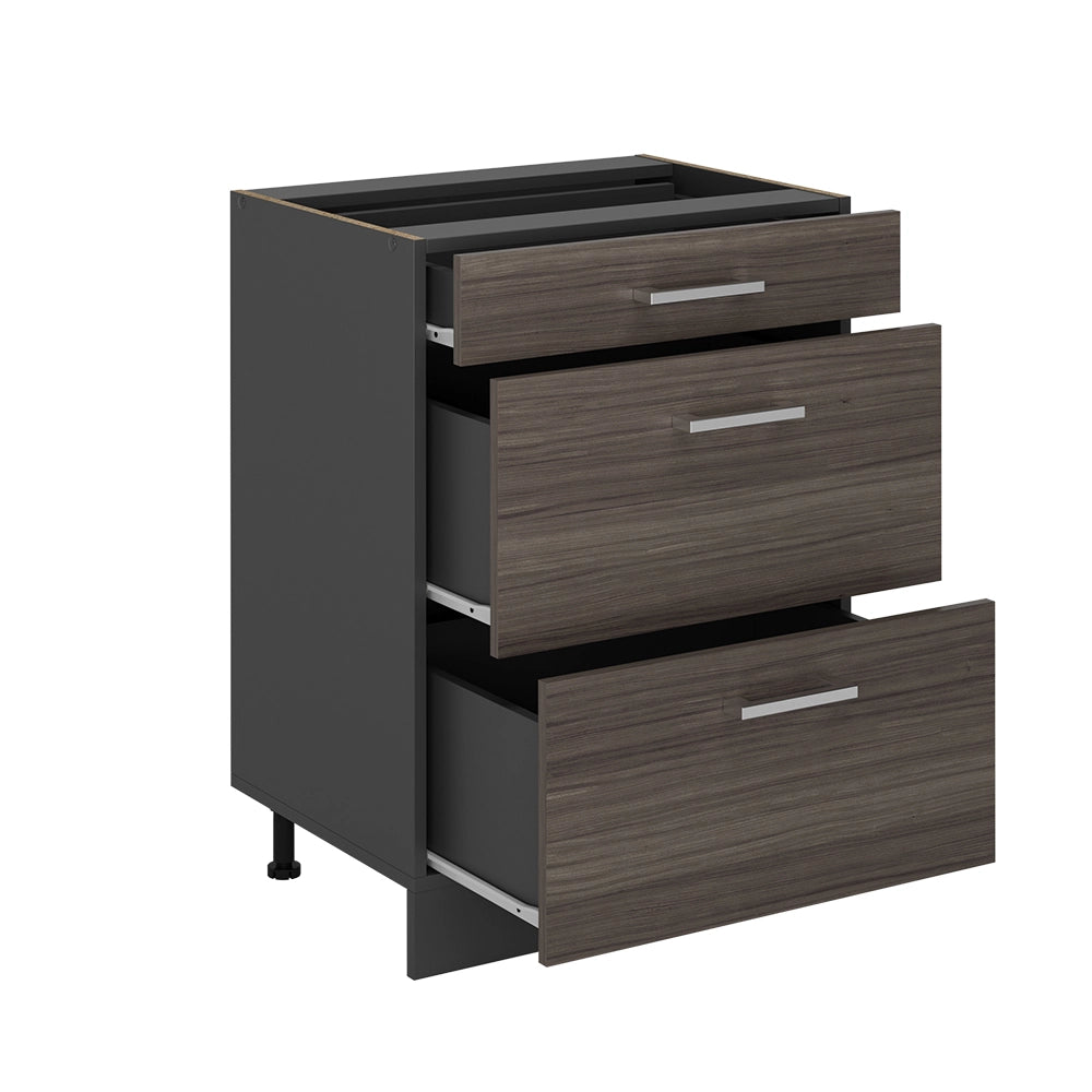 Vicco Mobiletto base per cucina Grigio nobile 60 cm con cassetti, senza piano di lavoro